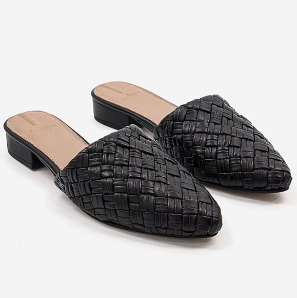 Sam Edelman Page Leather Almond Toe Mules Black Women's 8.5 - Picture 1 of 11
